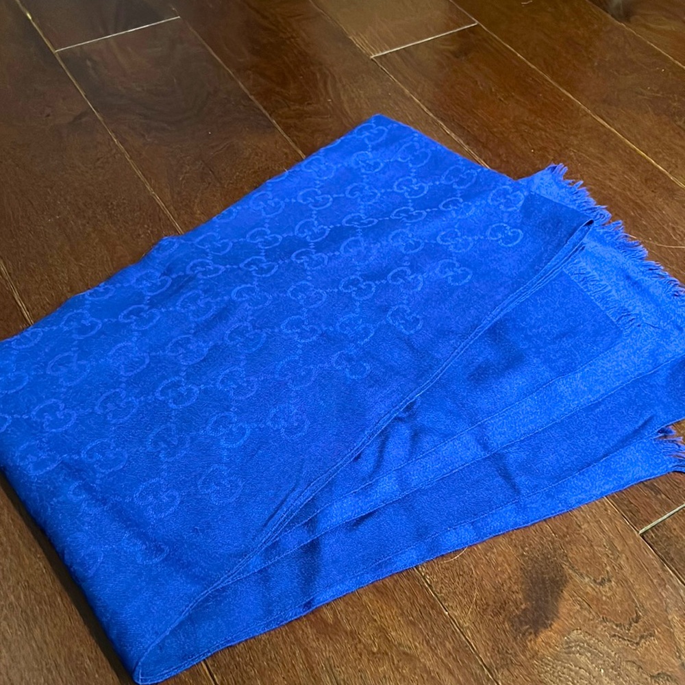 Designer GG Scarf- color is a royal purply blue